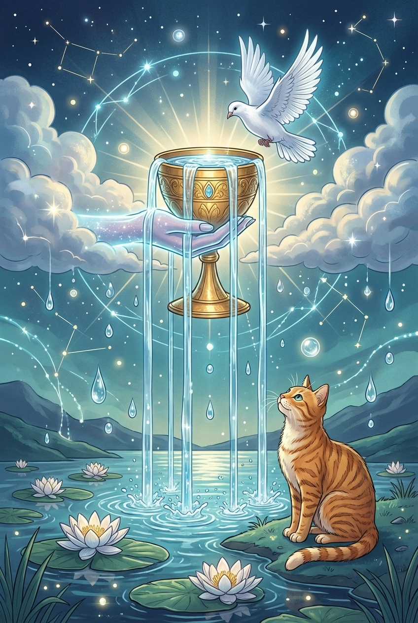 Tarotkarte Die Mäßigung — Große Arkana, gemalt als Elfenwelt